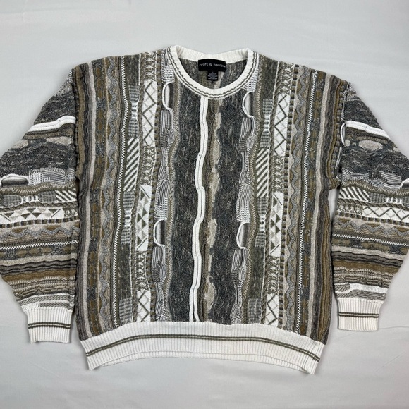 Vintage Other - Vtg Croft & Barrow Textured Cosby Knit Sweater Sz Large Y2K Crazy Knit B1